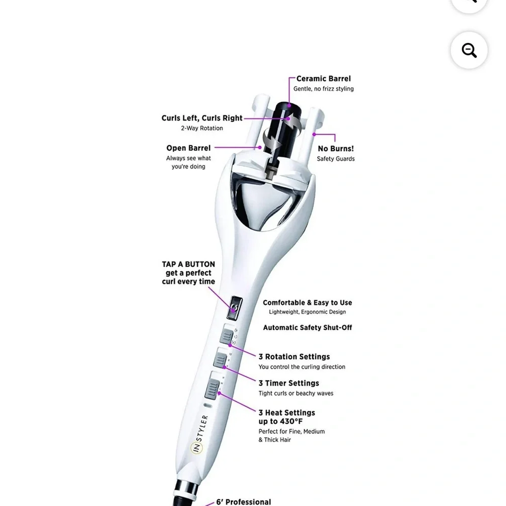 Instyler Tulip by Instyler White Auto 2-Way‎ Rotation Hair Curler